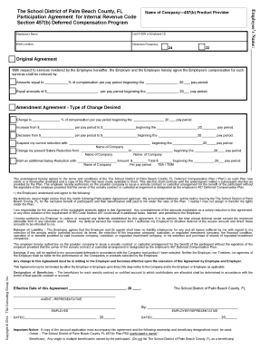 457(b) Deferred Compensation Participation Agreement