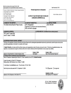 Florida District Plan for Services to English Language Learners