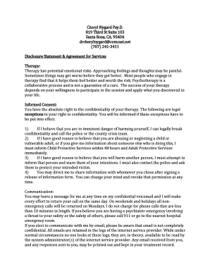 Disclosure Statement & Agreement for Therapy Services