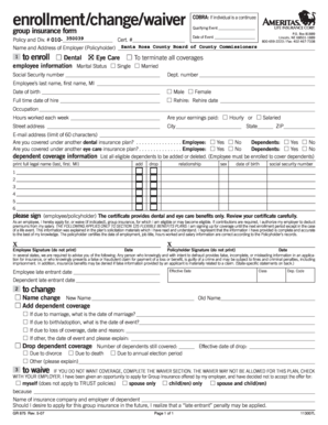 COBRA Enrollment Change Waiver Form