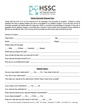 Canine Surrender Request Form