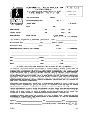 Confidential Credit Application