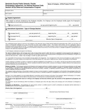Seminole County Public Schools 457(b) Participation Agreement