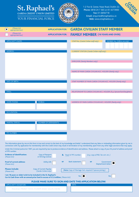 Garda Credit Union Membership Application