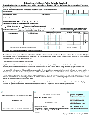 Prince George's County 457(b) Deferred Compensation Agreement