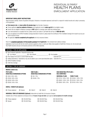 Health Net Arizona Enrollment Application