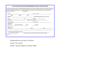 Polk Education Association Membership Payroll Deduction Card