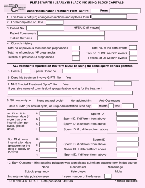 Donor Insemination Treatment Form