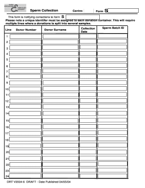 Sperm Collection Centre Form S