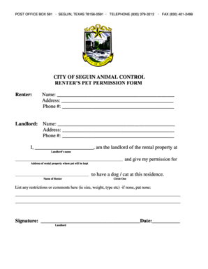 City of Seguin Renter’s Pet Permission Form