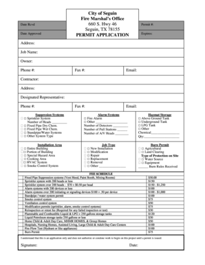 Fire Marshal Permit Application