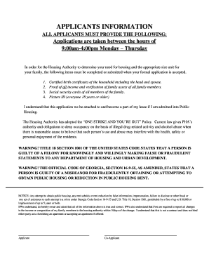 Public Housing Application Form