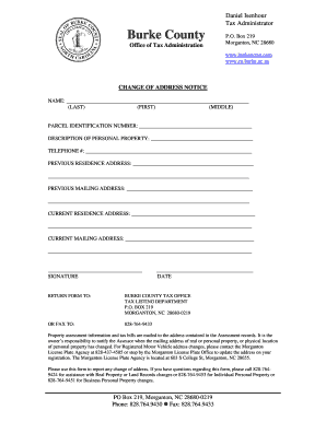 Burke County Change of Address Notice