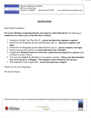 Parent Permission Form for EpiPen Administration