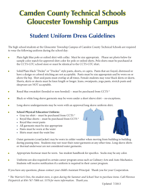 Camden County Technical Schools Uniform Dress Guidelines