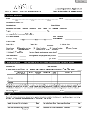 ARCHE Cross Registration Application