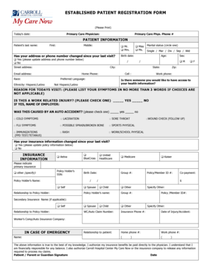 Established Patient Registration Form