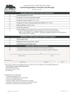 Savannah-Chatham County Student Registration Form