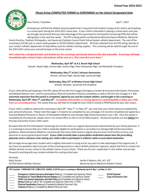 Georgia High School Athletic Physical Packet