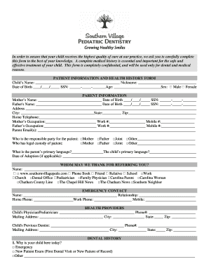 Patient Information and Health History Form