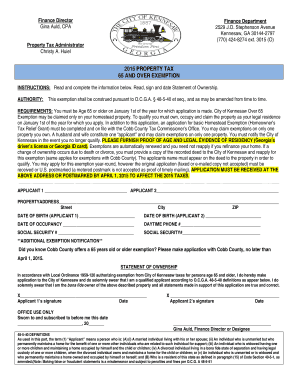 Georgia 65 and Over Property Tax Exemption Form