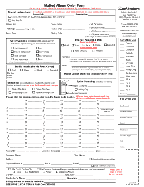 Matted Album Order Form