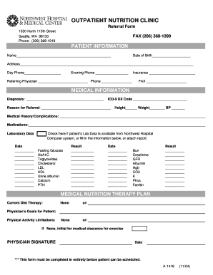 Outpatient Nutrition Clinic Referral Form