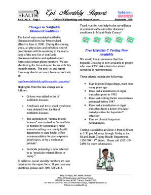 Miami-Dade County Notifiable Diseases Report Form
