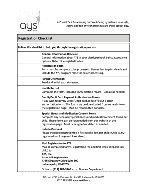 AYS Child Registration Form