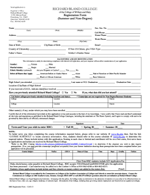 Richard Bland College Registration Form