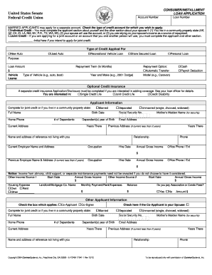US Federal Credit Union Loan Application