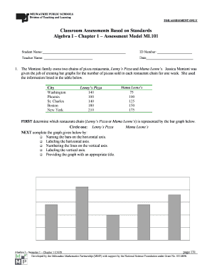 Algebra I Chapter 1 Assessment Form