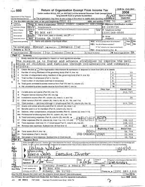 Form 990 Tax Exempt Organization Return