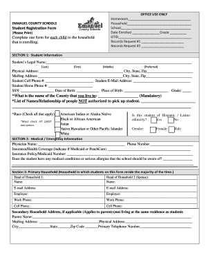 Emanuel County Student Registration Form