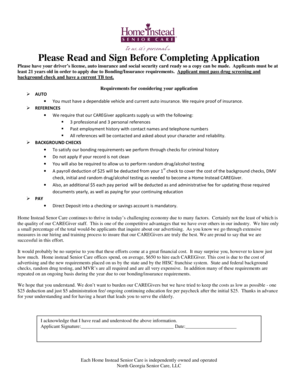 Home Instead Senior Care Employment Application