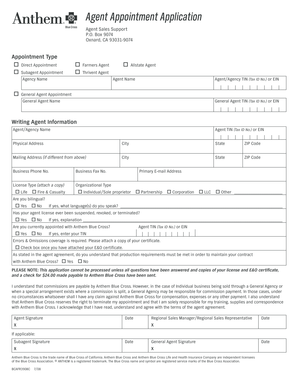 Anthem Blue Cross Agent Appointment Application
