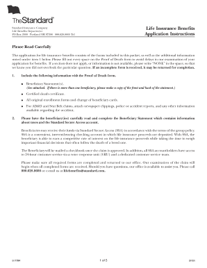 Standard Insurance Life Insurance Benefits Claim Form