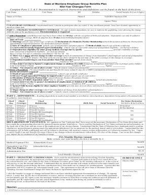 Montana Employee Group Benefits Mid-Year Changes Form