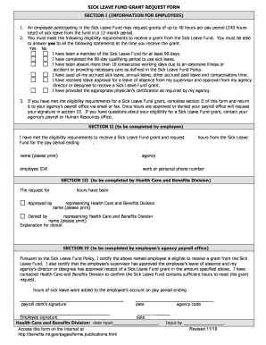 Sick Leave Fund Grant Request Form