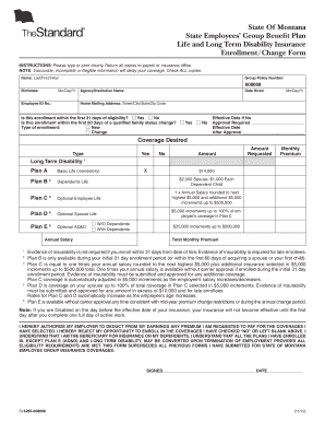 Montana State Employee Life and Disability Insurance Enrollment Form
