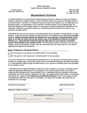 Montana Declaration of Tax Status for Spouse or Domestic Partner