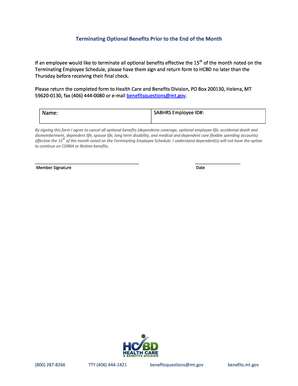Terminating Optional Benefits Form
