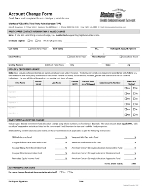 Montana VEBA HRA Account Change Form