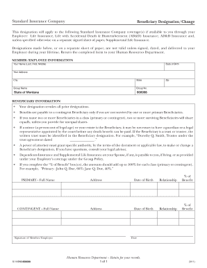 Standard Insurance Company Beneficiary Designation Form