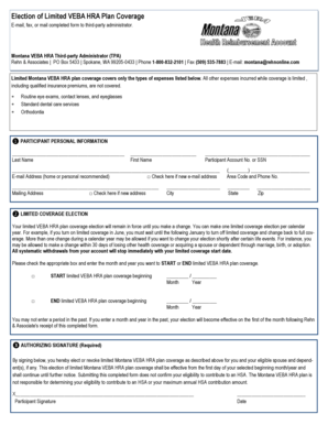 Montana VEBA HRA Limited Coverage Election Form