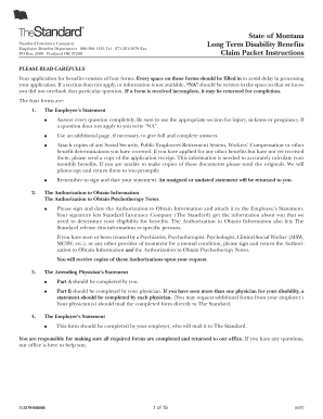 Montana Long Term Disability Benefits Claim Packet