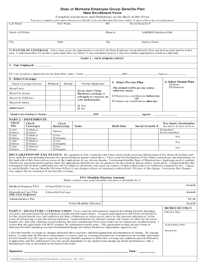 Montana Employee Group Benefits Plan Enrollment Form