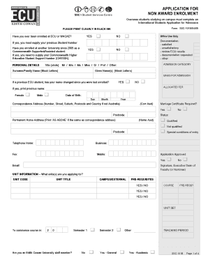 Edith Cowan University Non-Award Enrolment Application