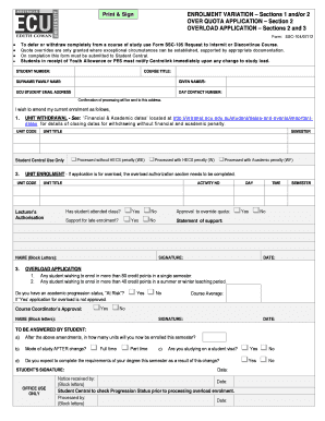 Enrolment Variation Form SSC-104