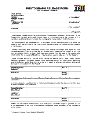 Photograph Release Form